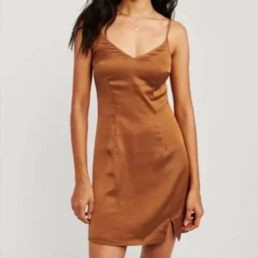 Abercrombie and Fitch Rust Orange Satin Minidress - Size Large - Great Condition